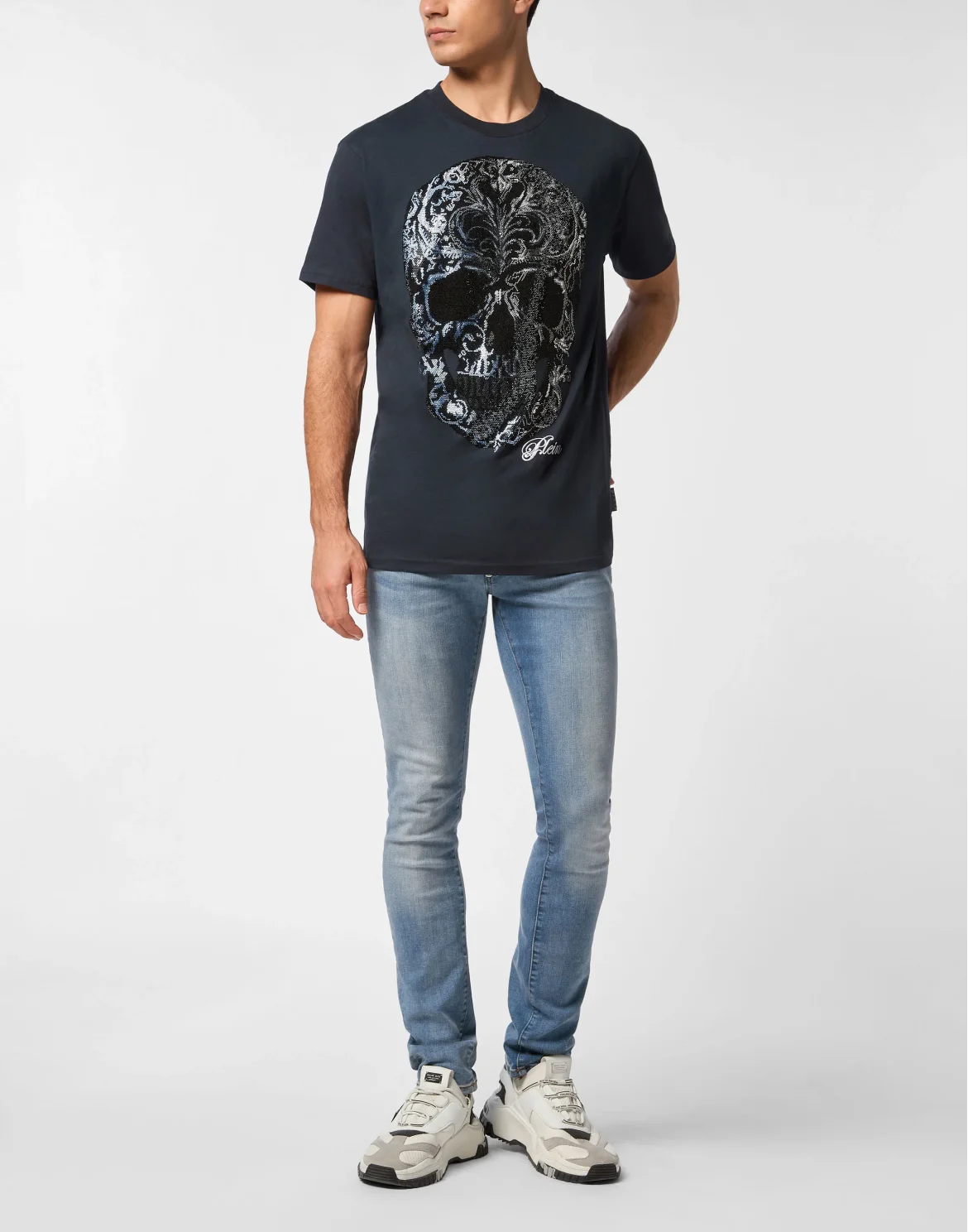 Round Neck T-Shirt Degrade' Skull, цвет: Синий