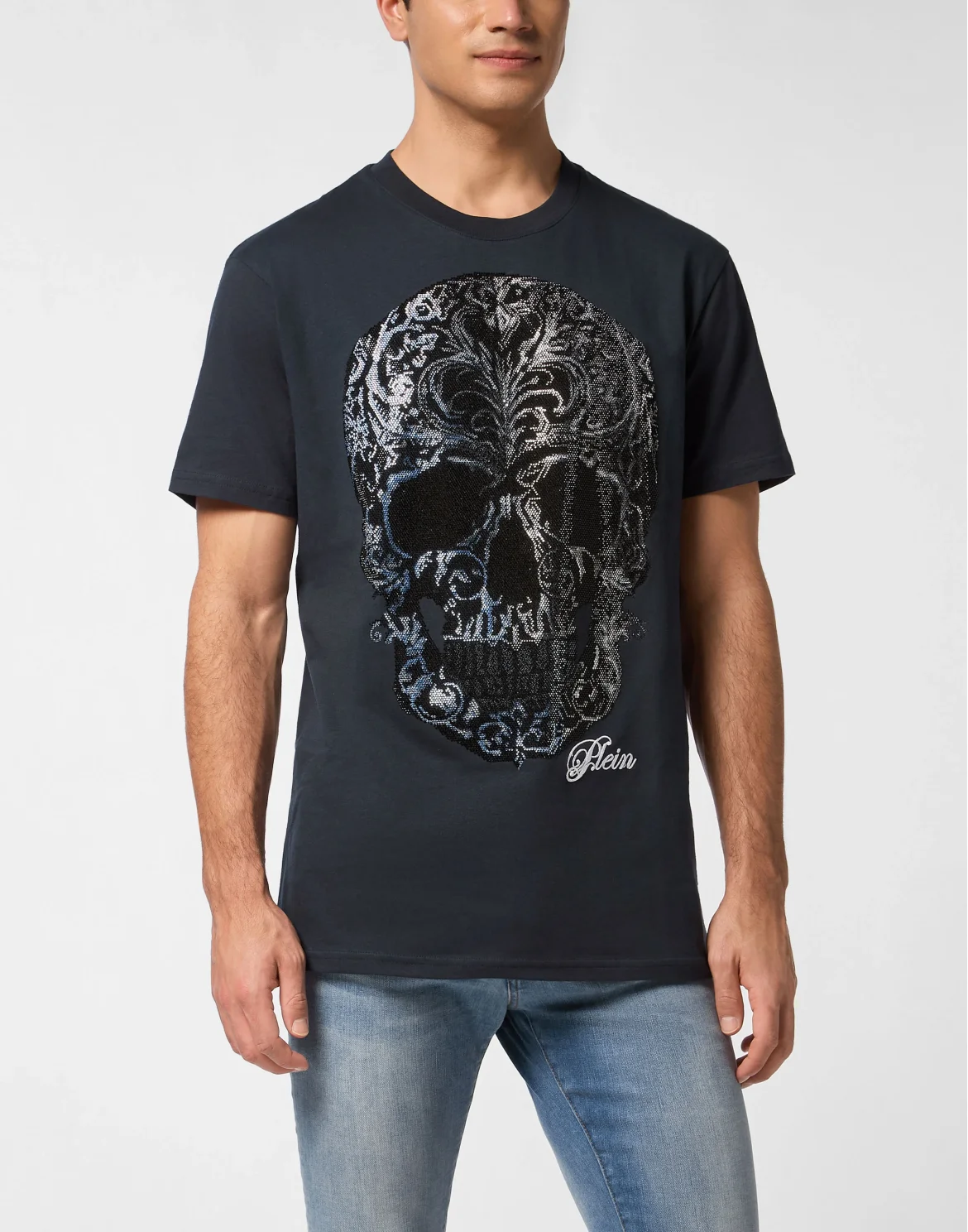 Round Neck T-Shirt Degrade' Skull, цвет: Синий