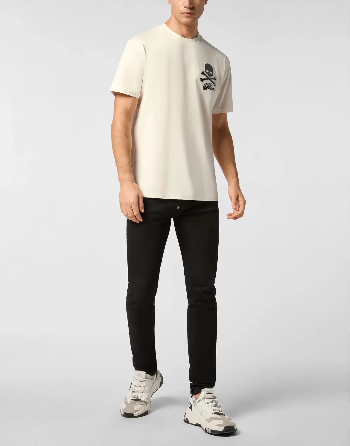 Printed Round Neck T-Shirt Skull & Bones, цвет: Бежевый