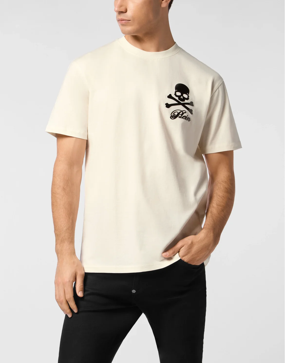 Printed Round Neck T-Shirt Skull & Bones, цвет: Бежевый