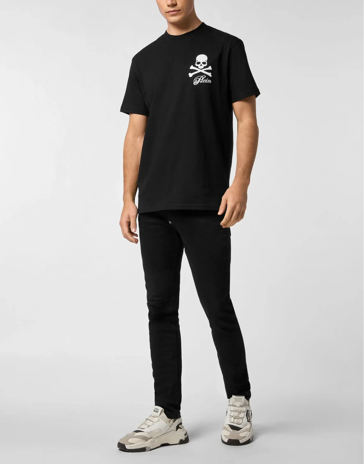Printed Round Neck T-Shirt Skull & Bones, цвет: Черный