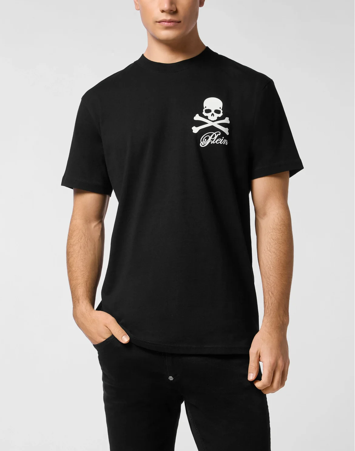 Printed Round Neck T-Shirt Skull & Bones, цвет: Черный