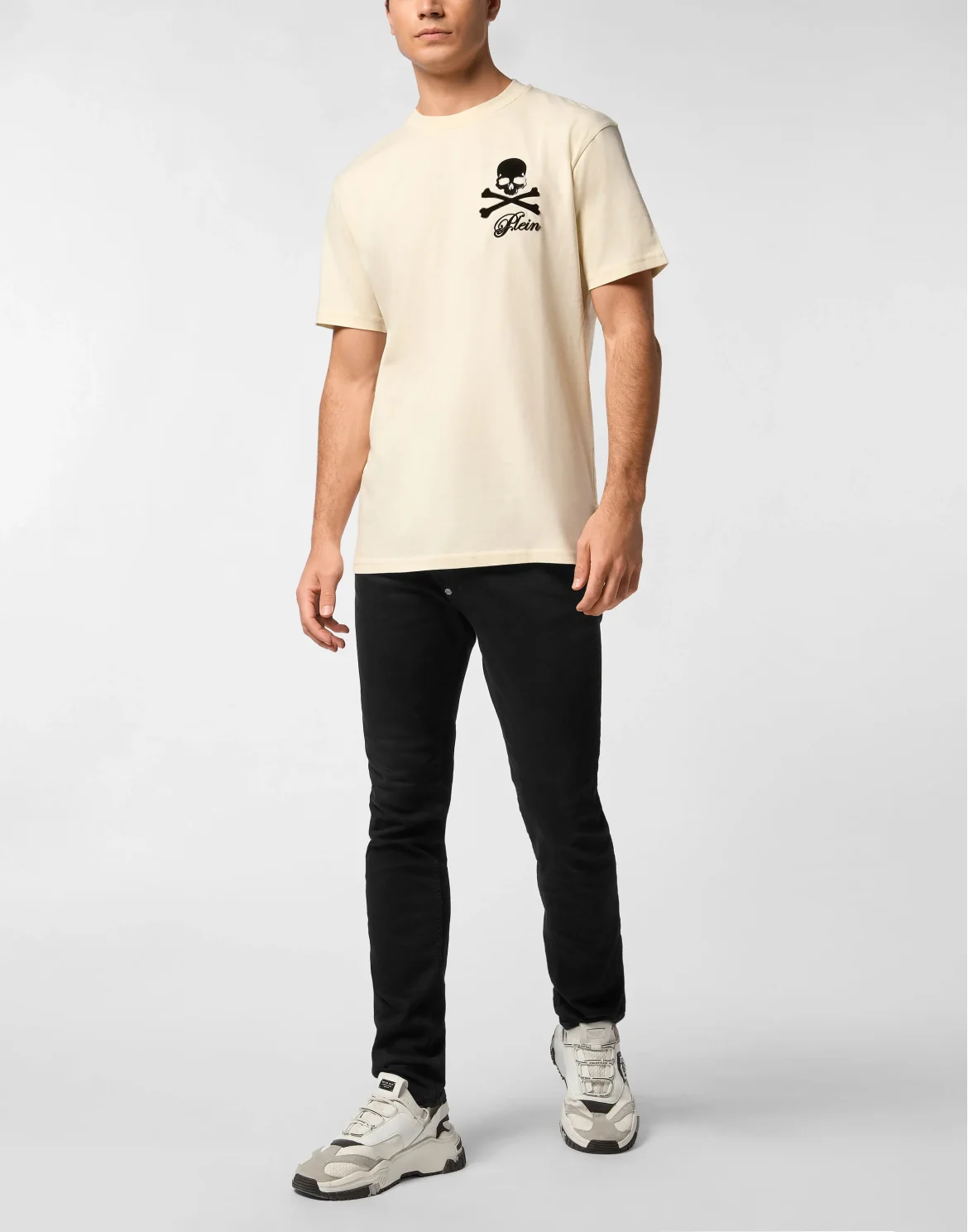 Printed Round Neck T-Shirt Skull & Bones, цвет: Бежевый