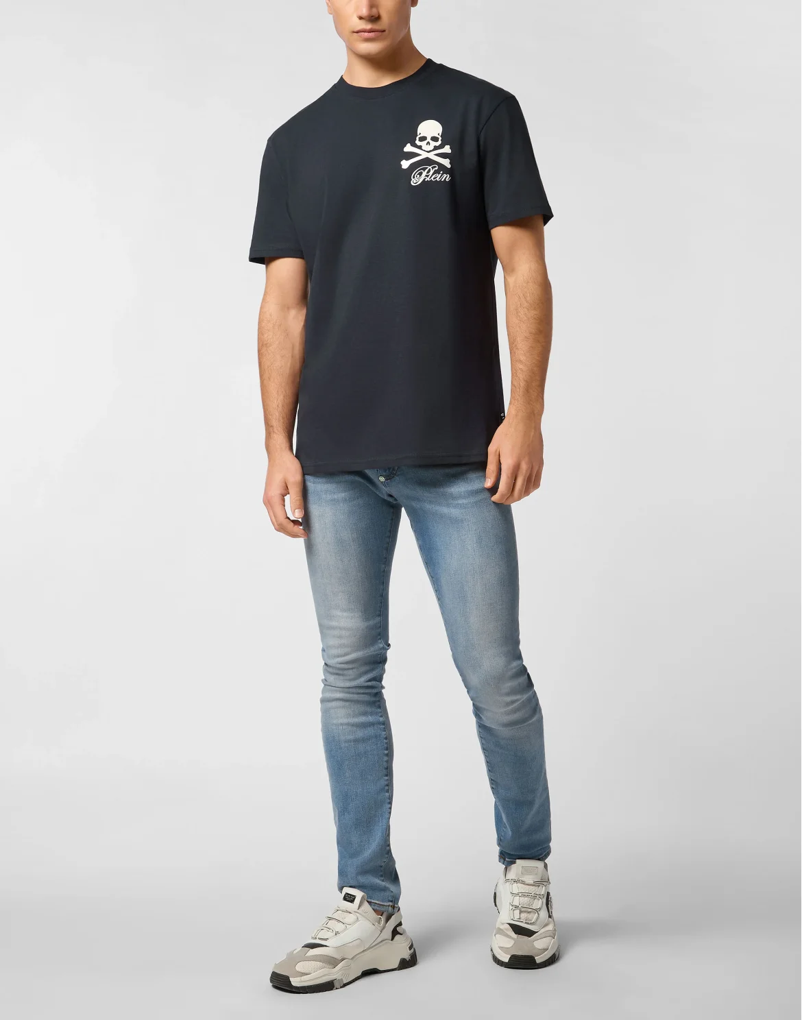 Printed Round Neck T-Shirt Skull & Bones, цвет: Синий