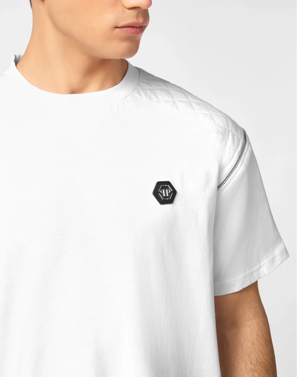 Round Neck T-Shirt With Zippers On Sleeves, цвет: Белый