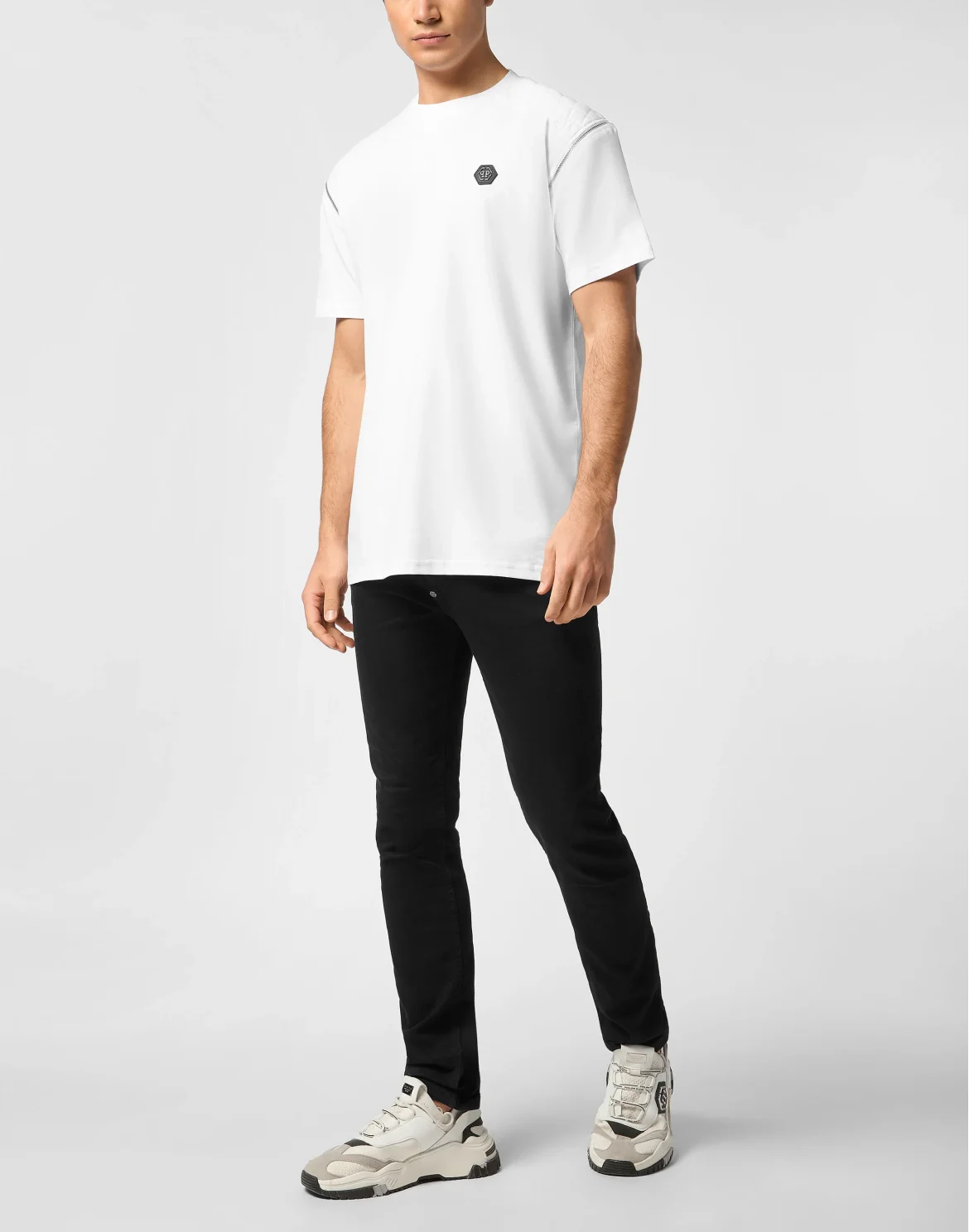 Round Neck T-Shirt With Zippers On Sleeves, цвет: Белый