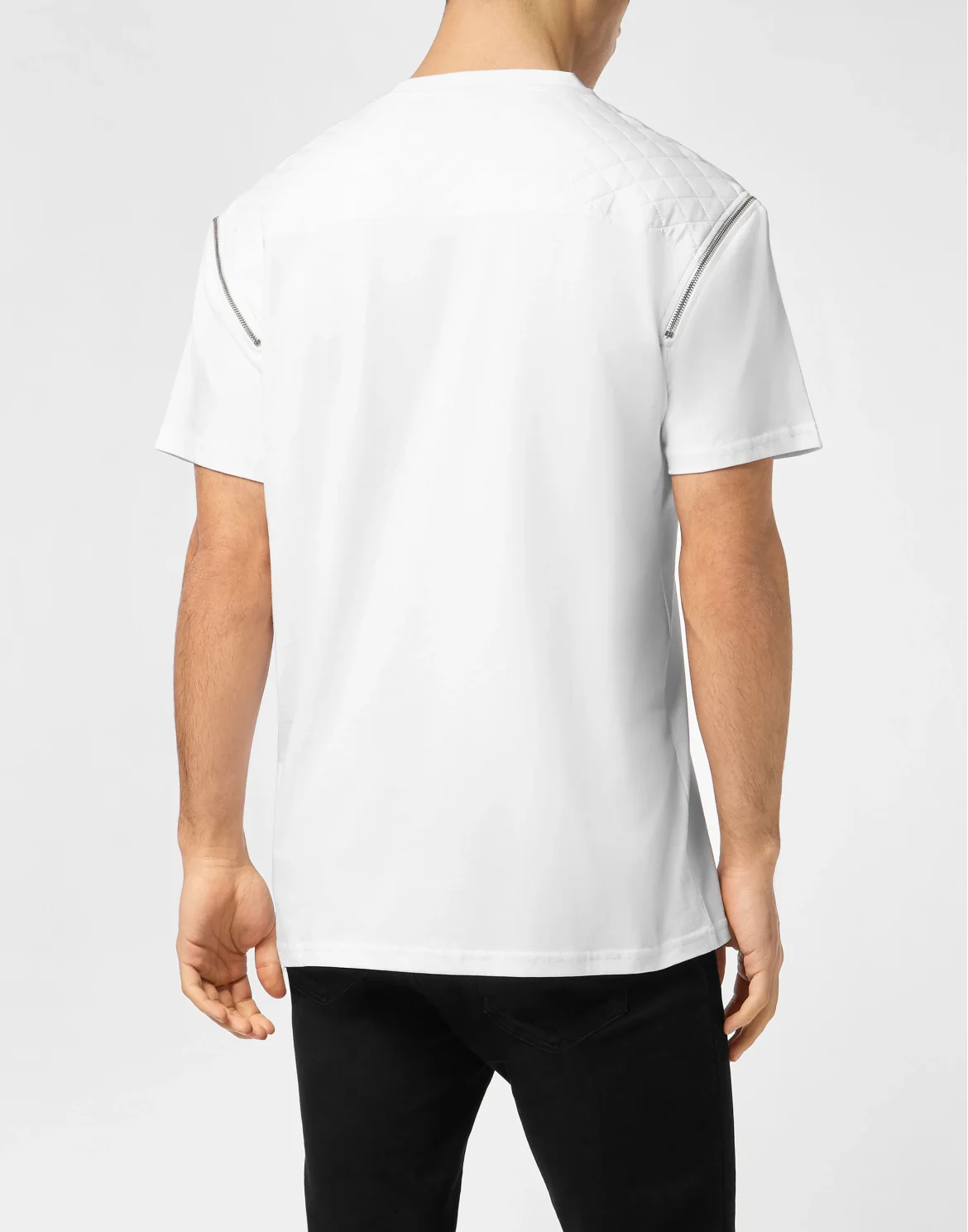 Round Neck T-Shirt With Zippers On Sleeves, цвет: Белый