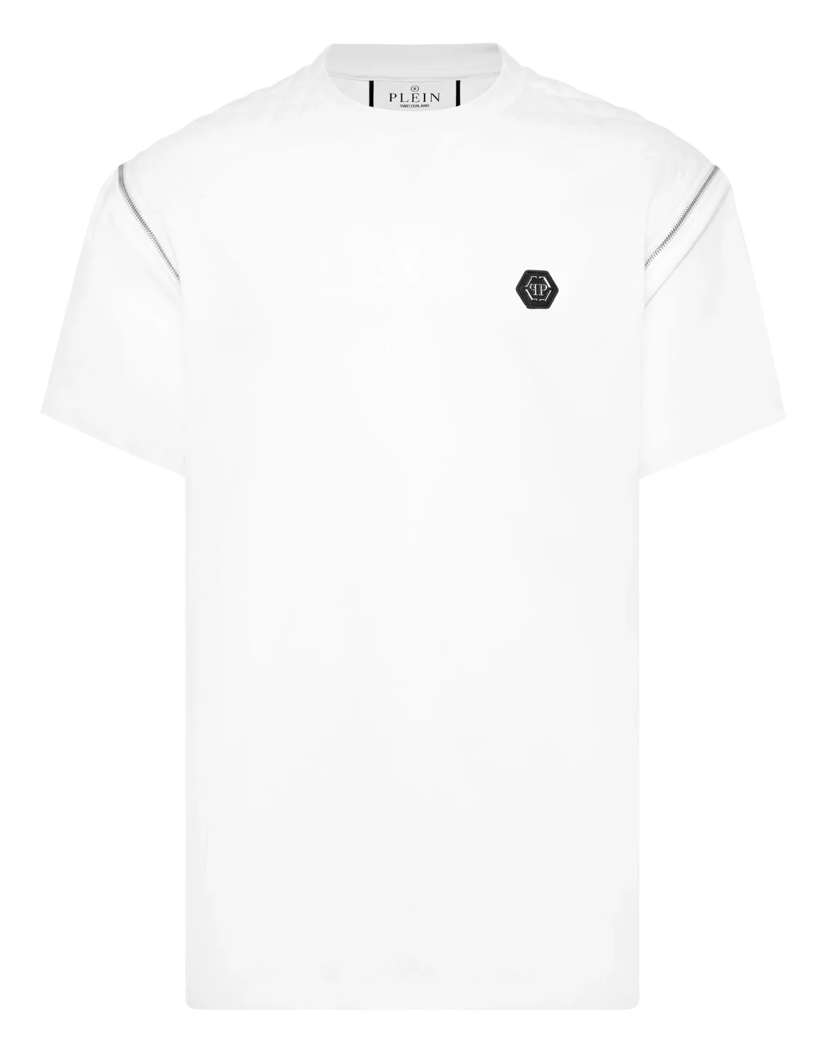 Round Neck T-Shirt With Zippers On Sleeves, цвет: Белый