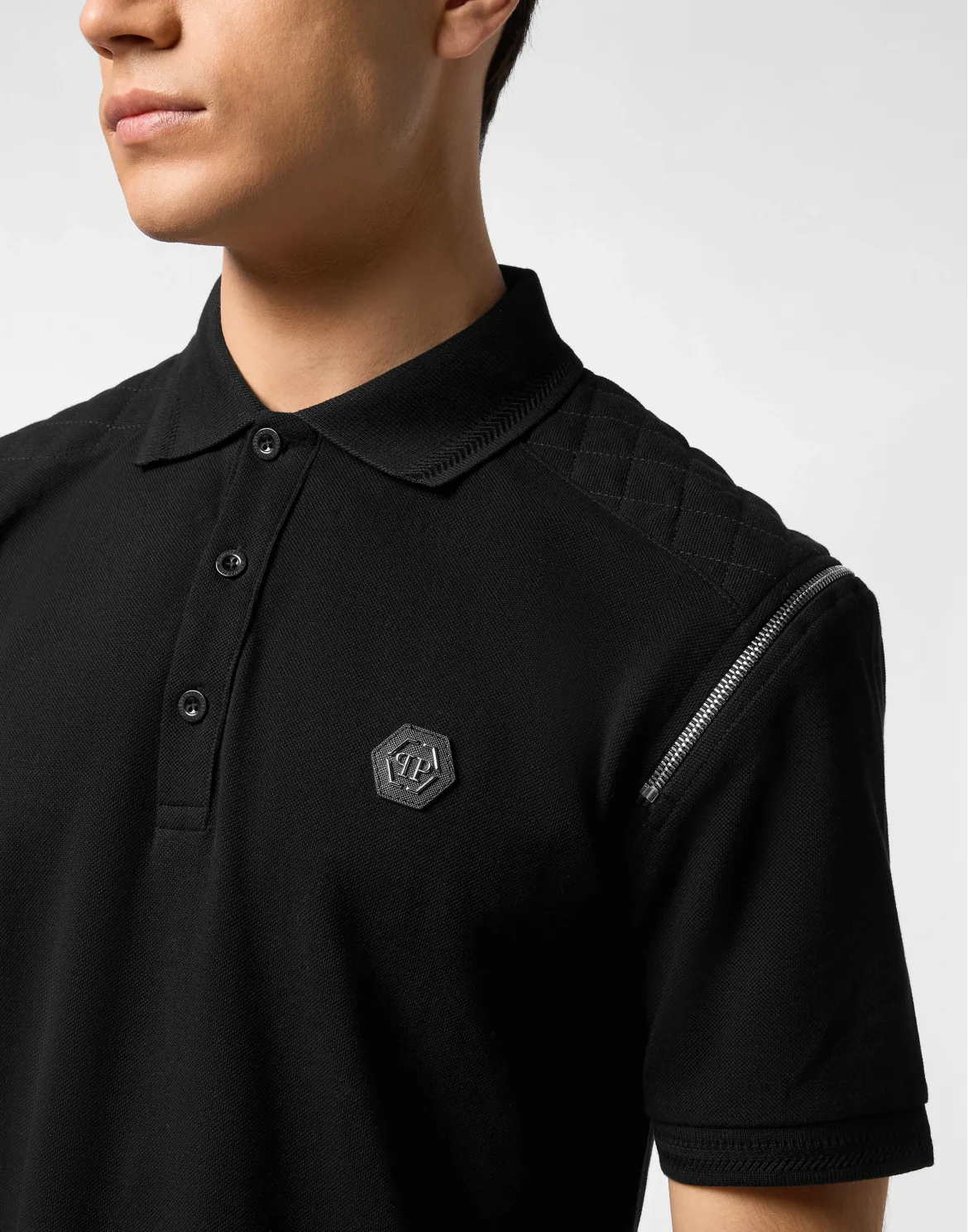 Polo Shirt With Zippers On Sleeves, цвет: Черный