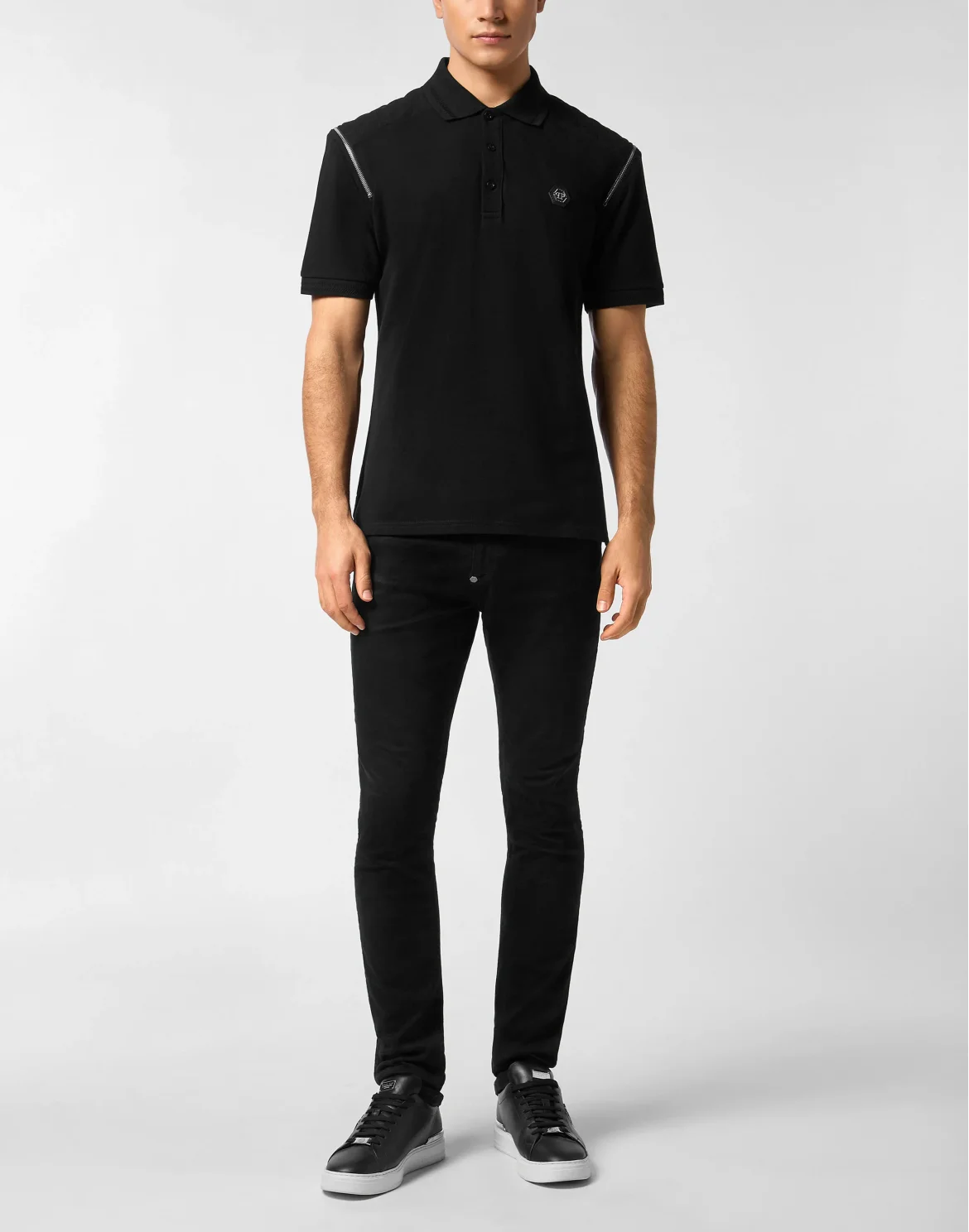Polo Shirt With Zippers On Sleeves, цвет: Черный