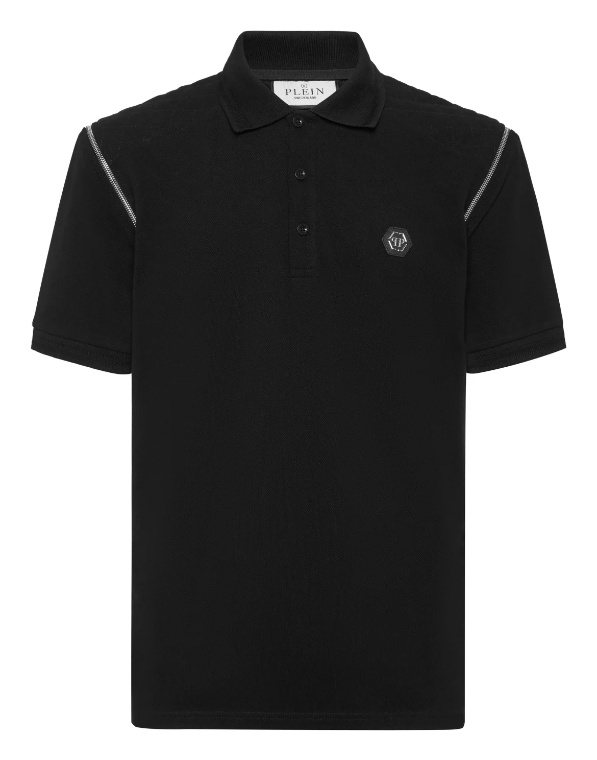 Polo Shirt With Zippers On Sleeves, цвет: Черный