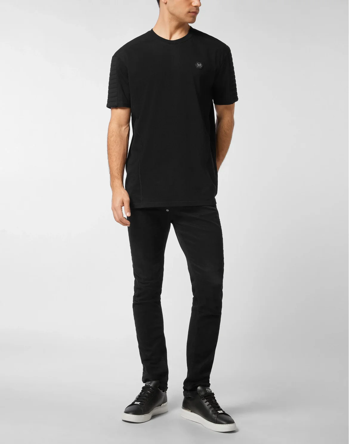 Round Neck T-Shirt Biker Cut, цвет: Черный