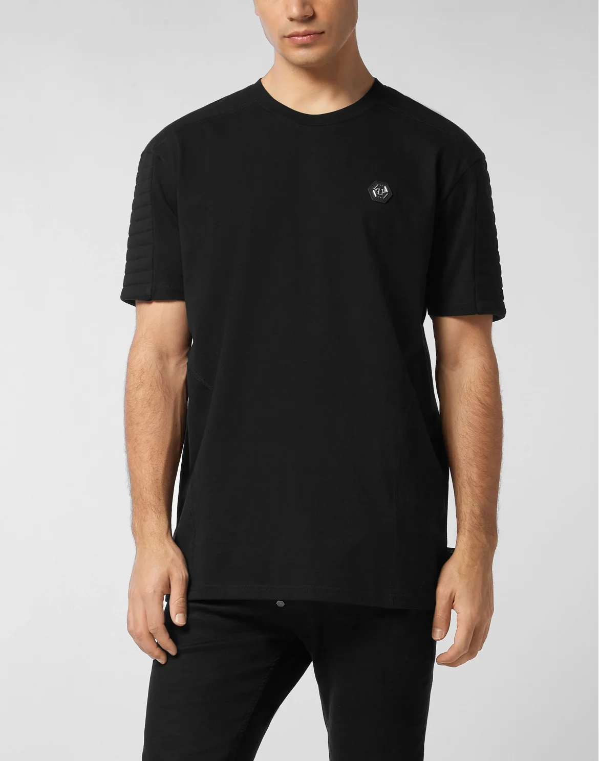 Round Neck T-Shirt Biker Cut, цвет: Черный