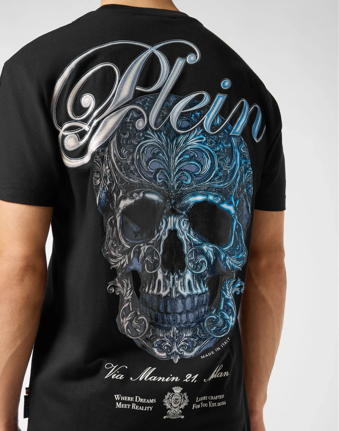 Round Neck T-Shirt Gradient Skull, цвет: Черный