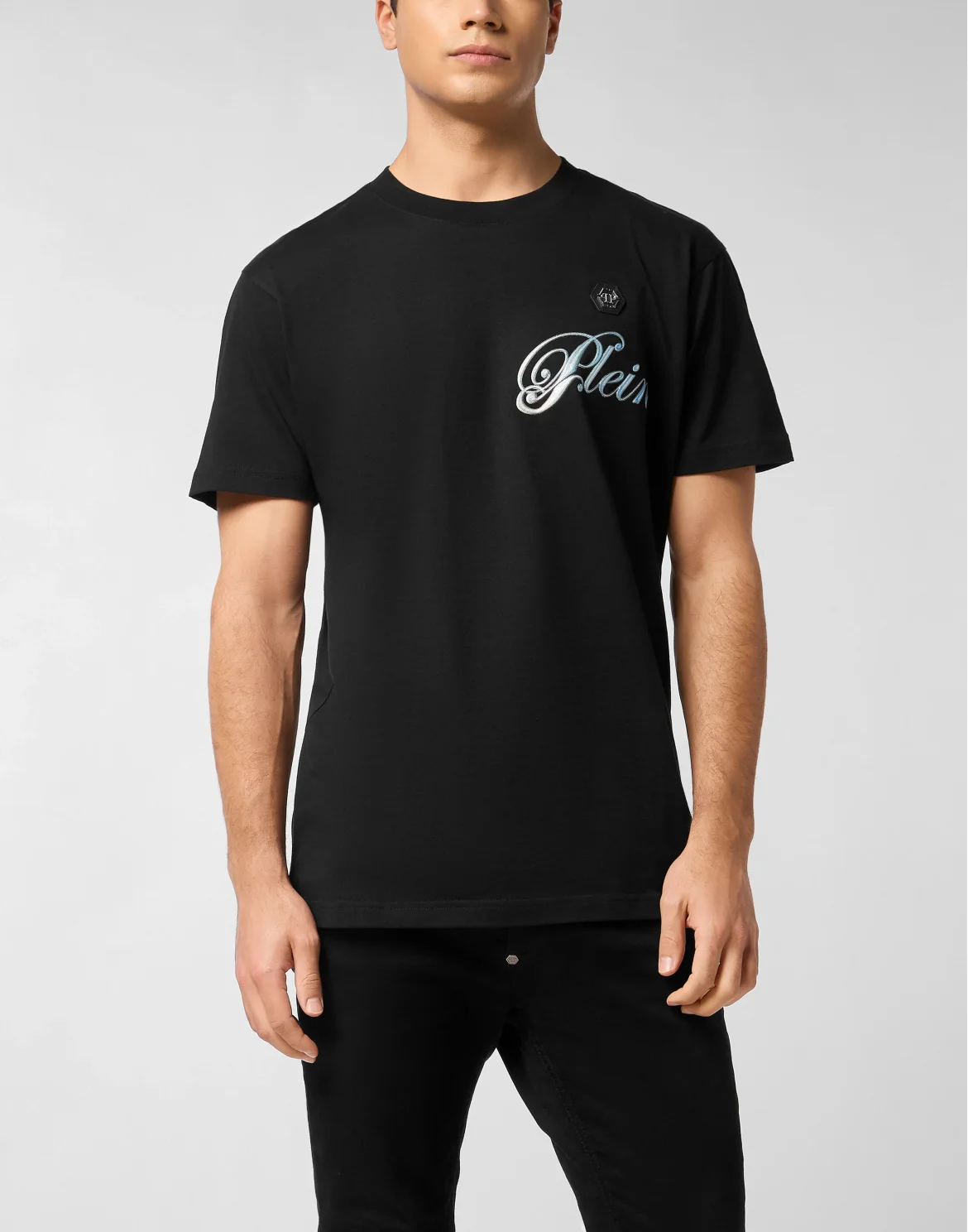Round Neck T-Shirt Gradient Skull, цвет: Черный