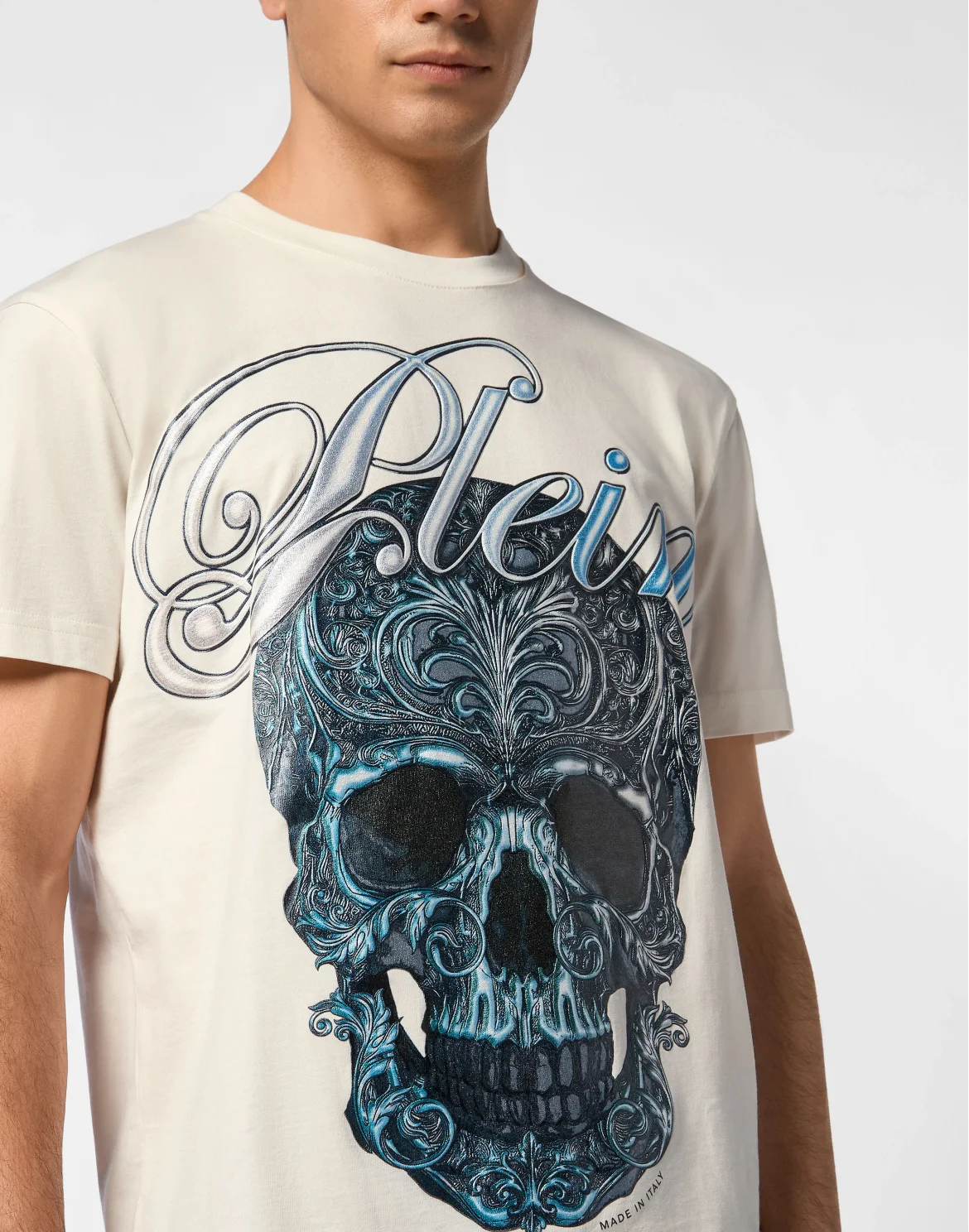 Round Neck T-Shirt Gradient Skull, цвет: Бежевый