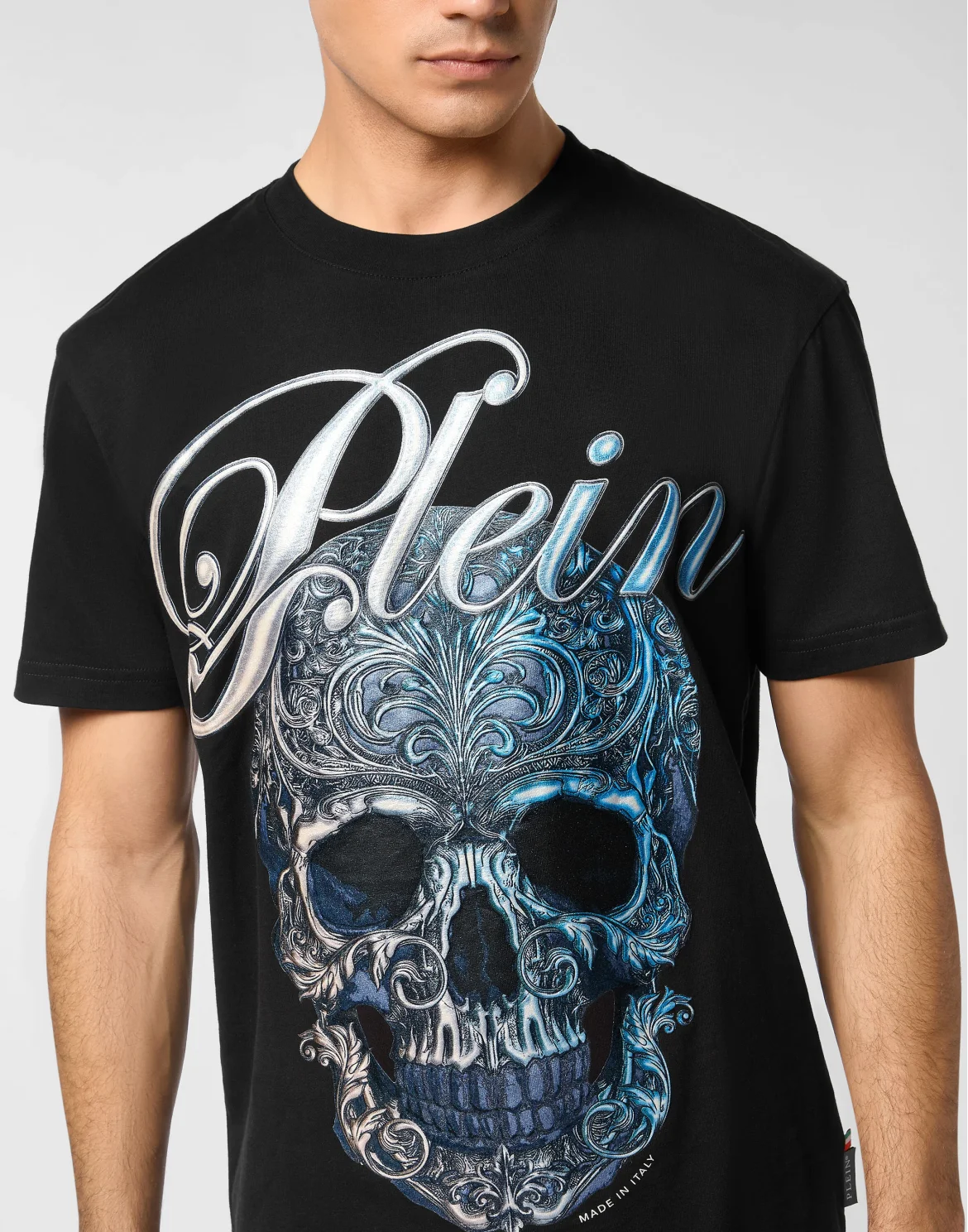 Round Neck T-Shirt Gradient Skull, цвет: Черный