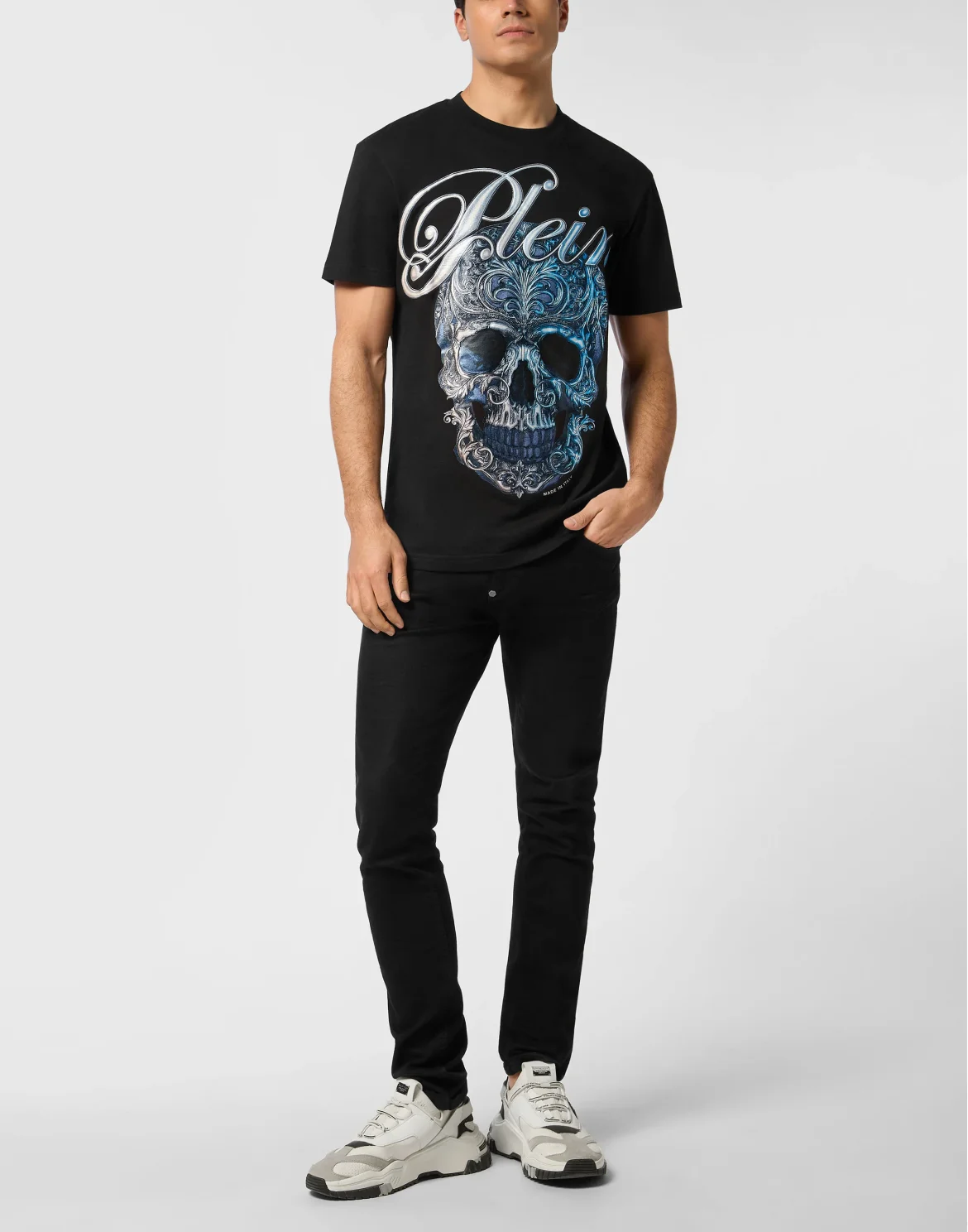 Round Neck T-Shirt Gradient Skull, цвет: Черный
