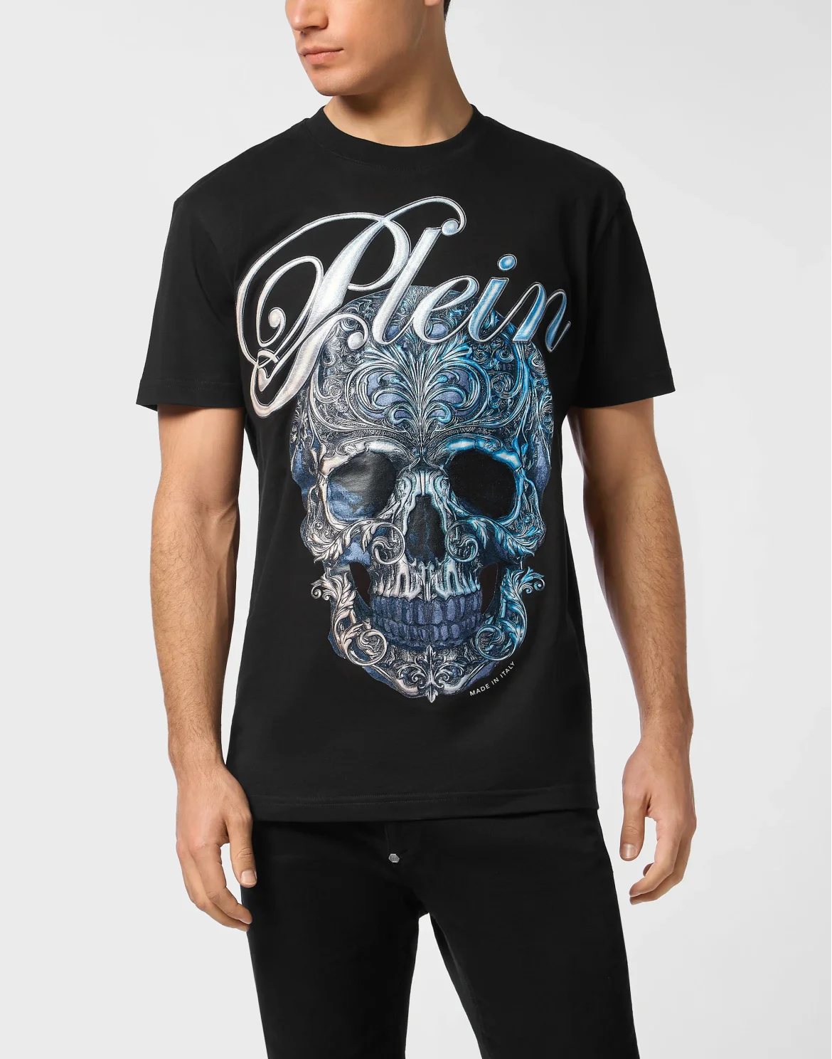 Round Neck T-Shirt Gradient Skull, цвет: Черный
