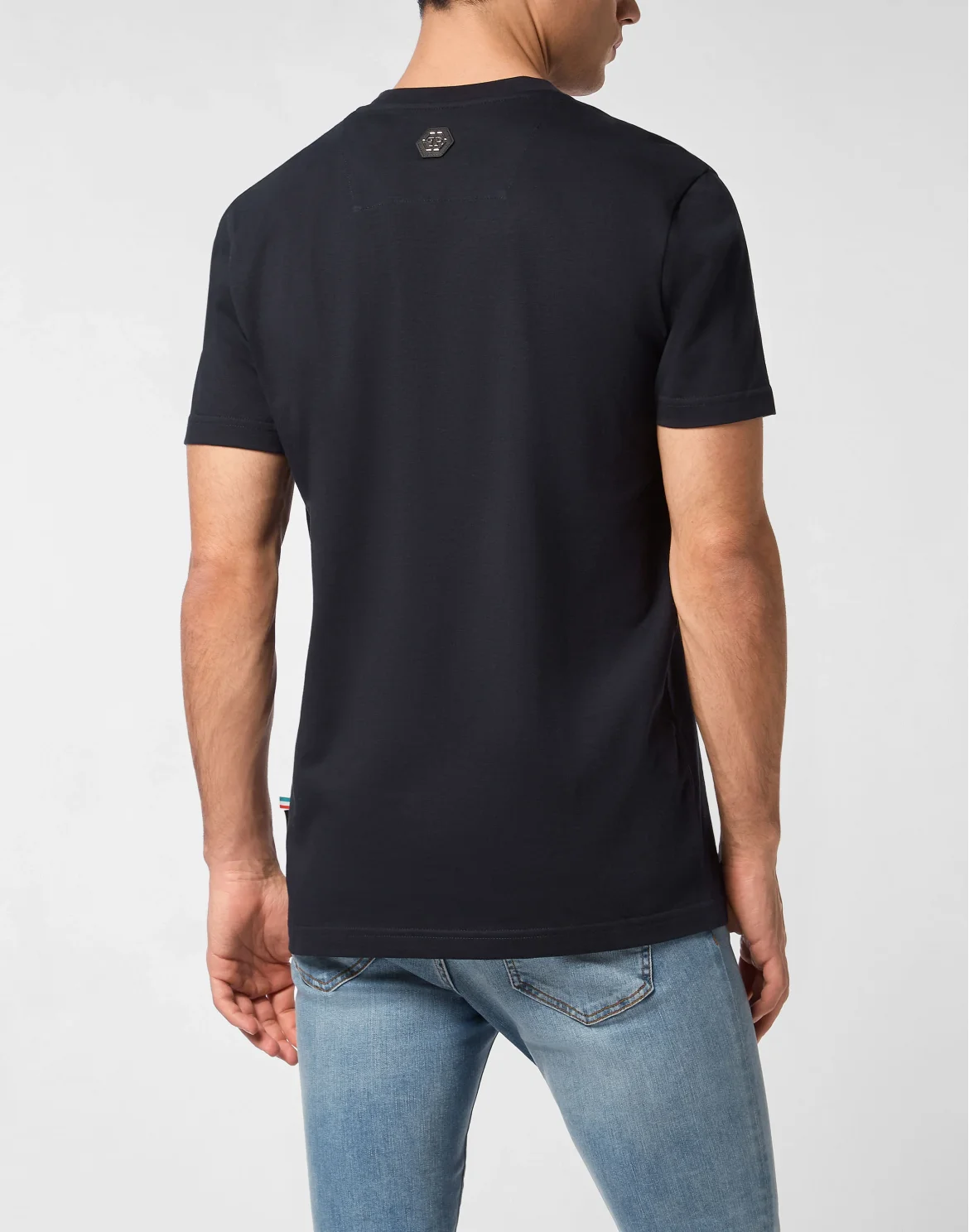 Round Neck T-Shirt Gradient Skull, цвет: Синий