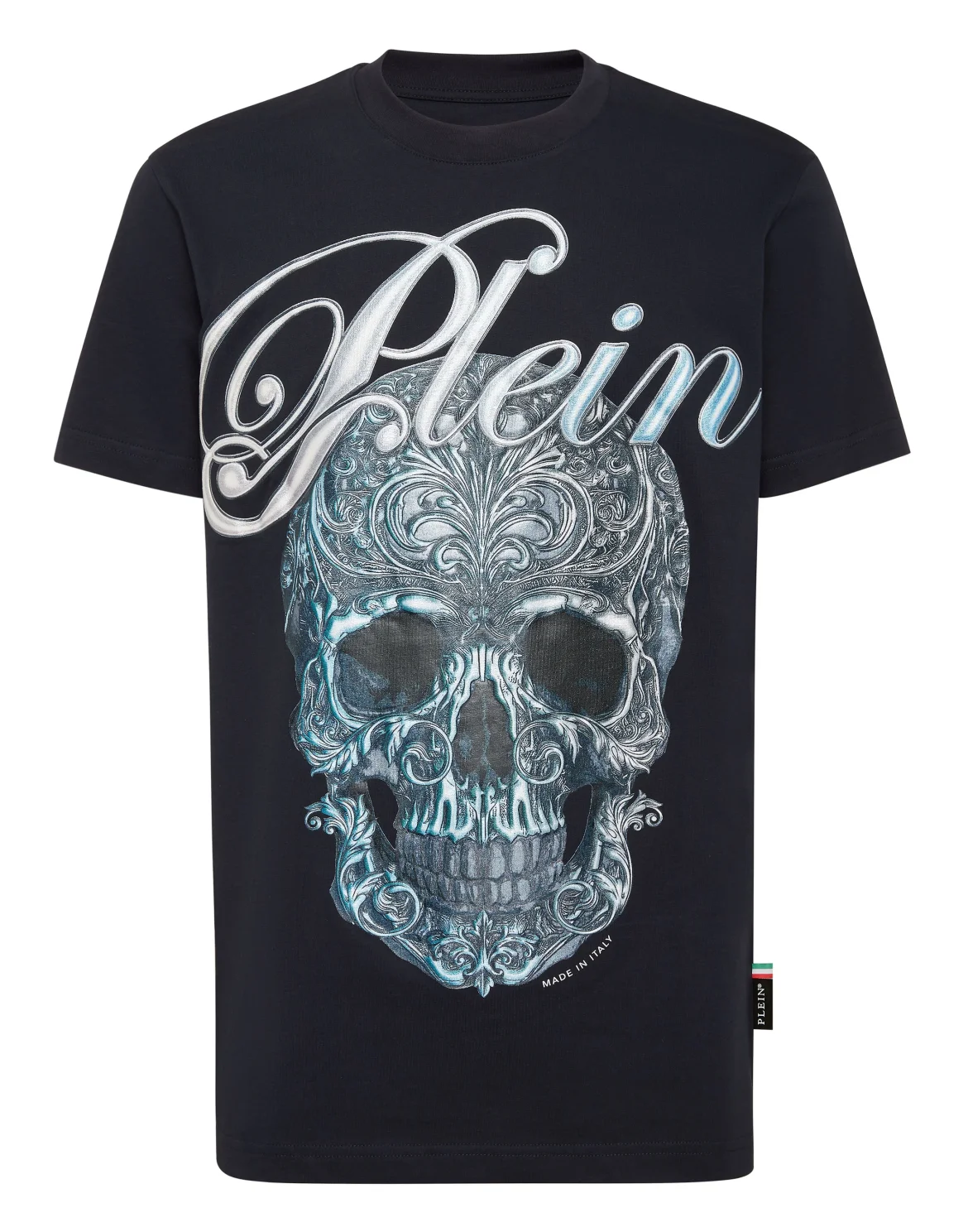 Round Neck T-Shirt Gradient Skull, цвет: Синий