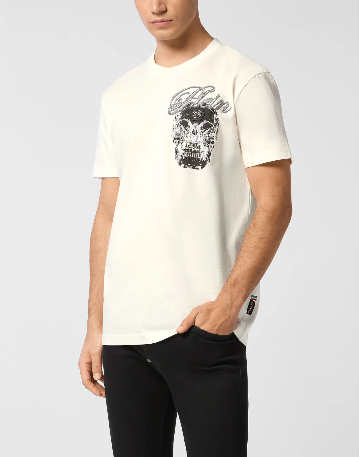 Round Neck T-Shirt Glass Skull, цвет: Бежевый