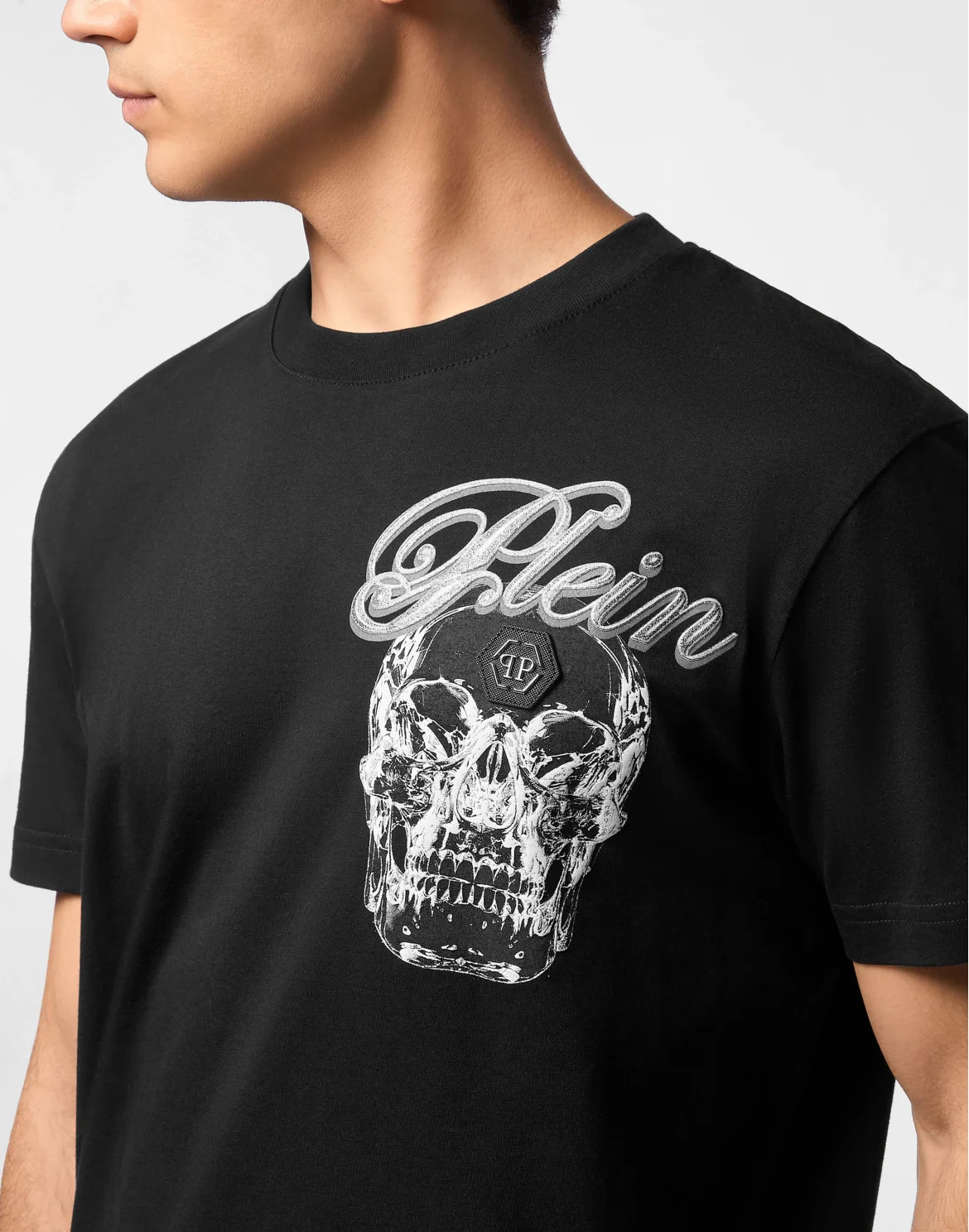 Round Neck T-Shirt Glass Skull, цвет: Черный
