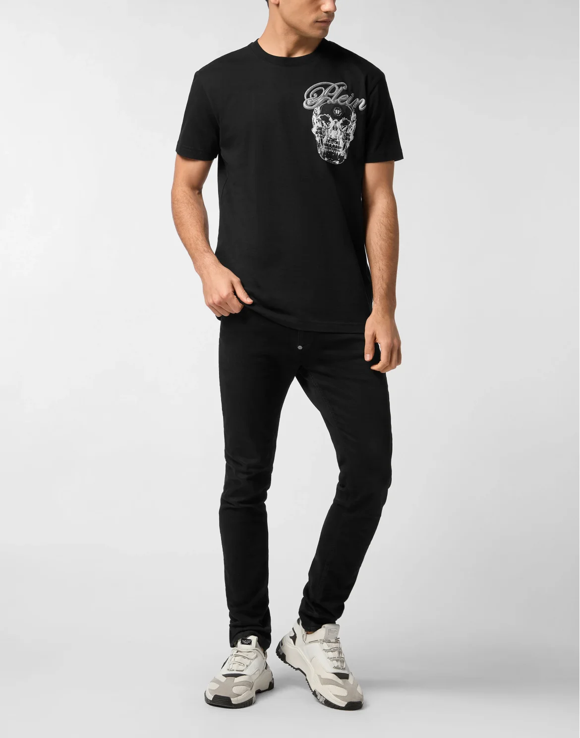 Round Neck T-Shirt Glass Skull, цвет: Черный