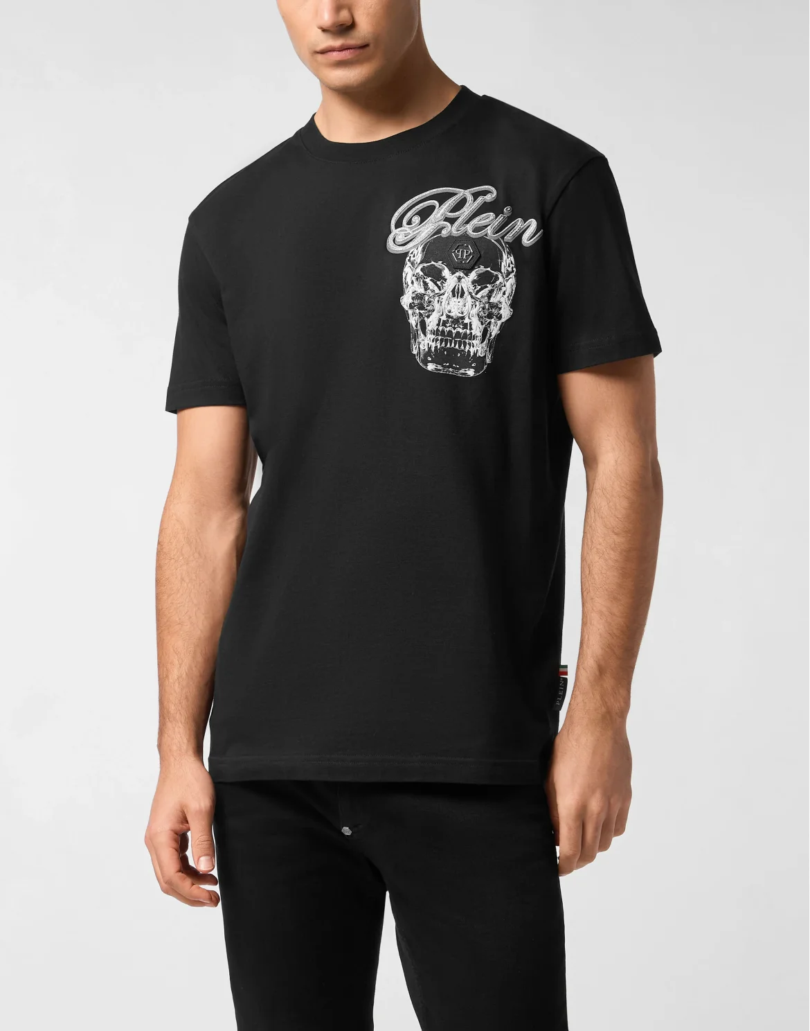 Round Neck T-Shirt Glass Skull, цвет: Черный