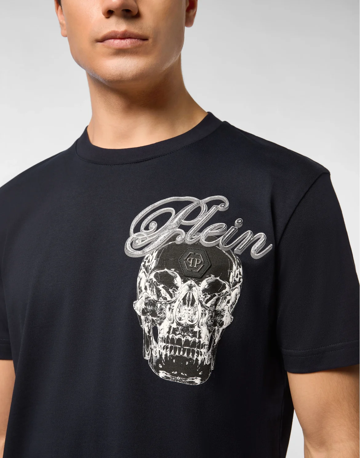 Round Neck T-Shirt Glass Skull, цвет: Синий