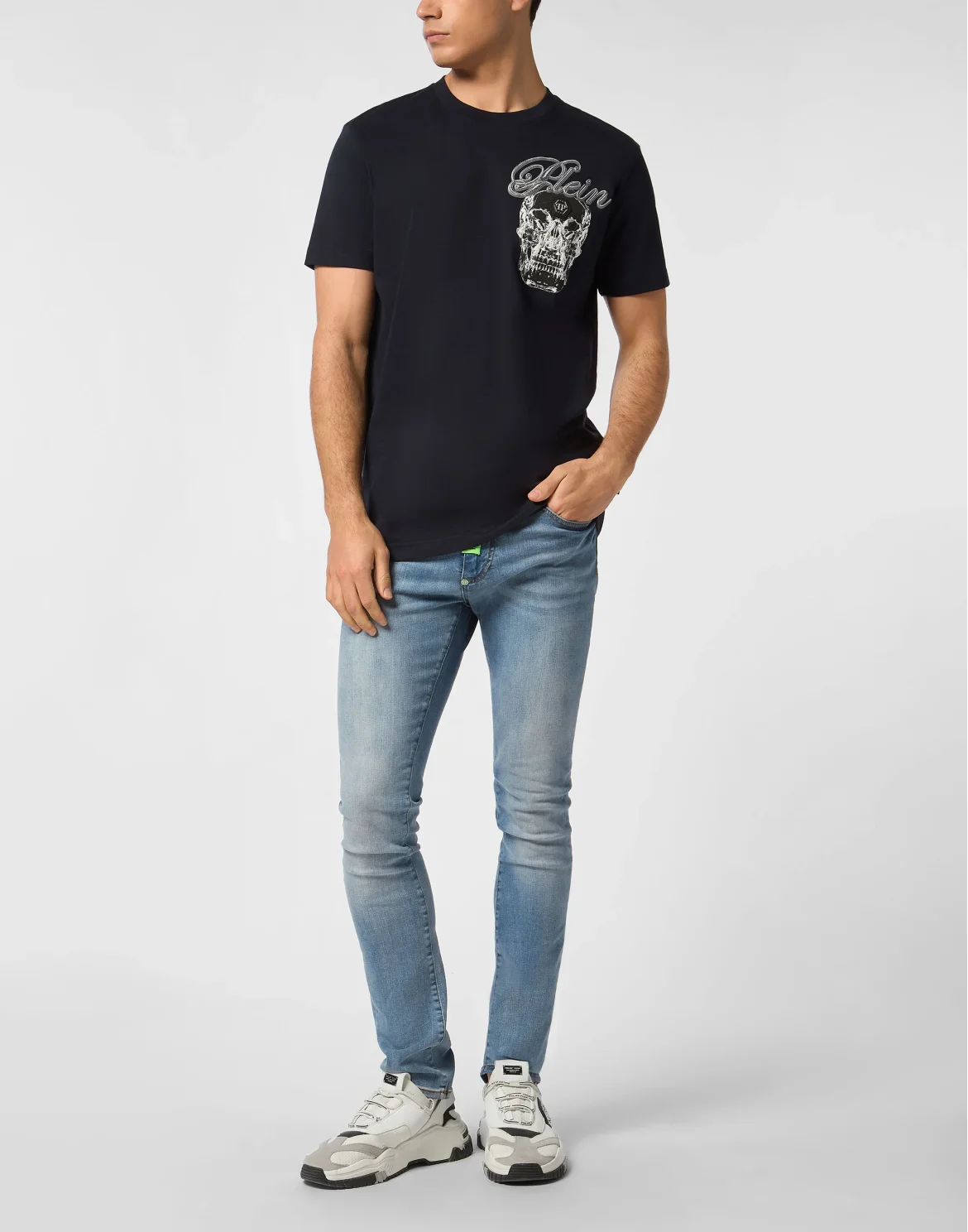 Round Neck T-Shirt Glass Skull, цвет: Синий