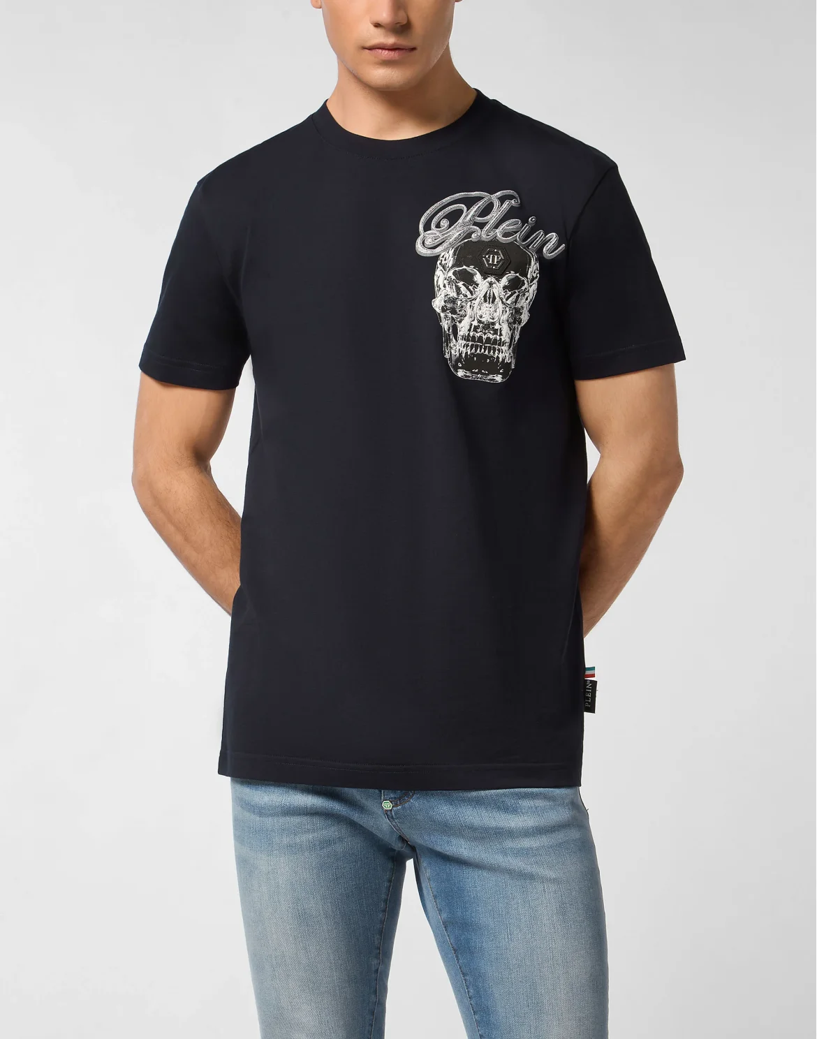 Round Neck T-Shirt Glass Skull, цвет: Синий