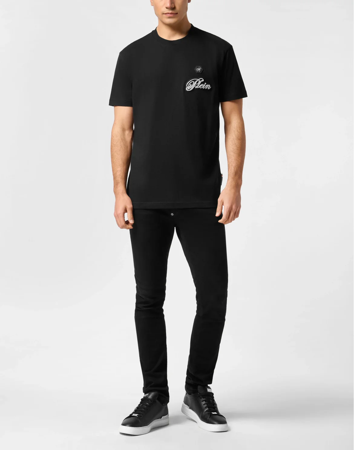 Round Neck T-Shirt Basic Signature, цвет: Черный