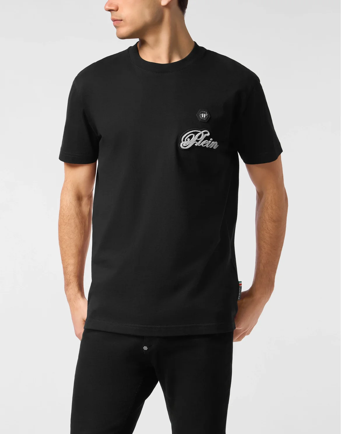 Round Neck T-Shirt Basic Signature, цвет: Черный