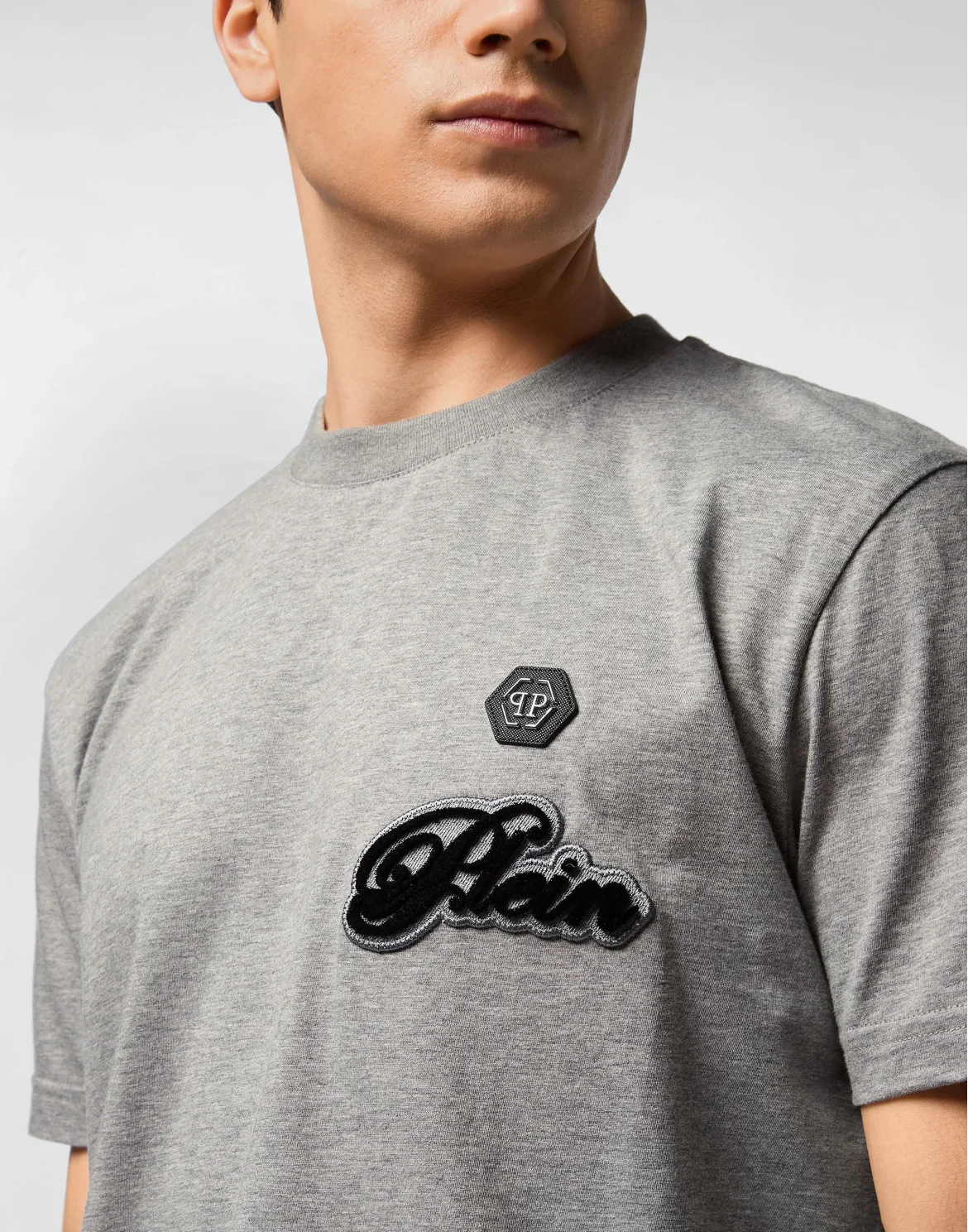 Round Neck T-Shirt Basic Signature, цвет: Серый