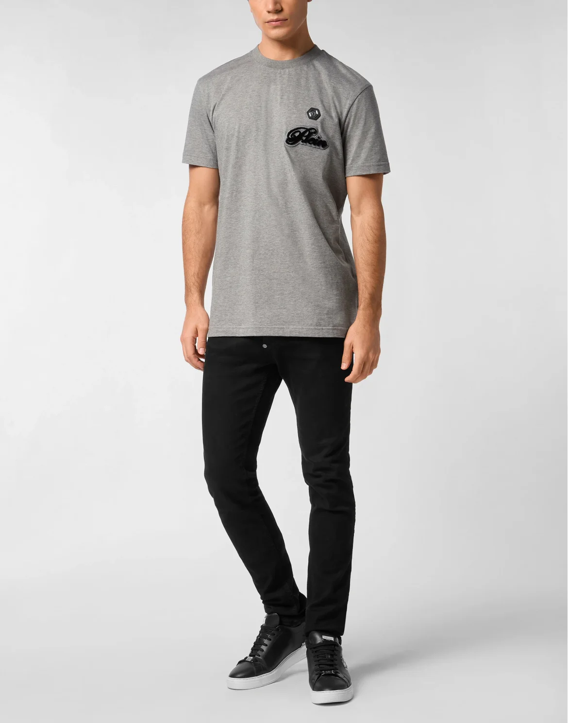 Round Neck T-Shirt Basic Signature, цвет: Серый