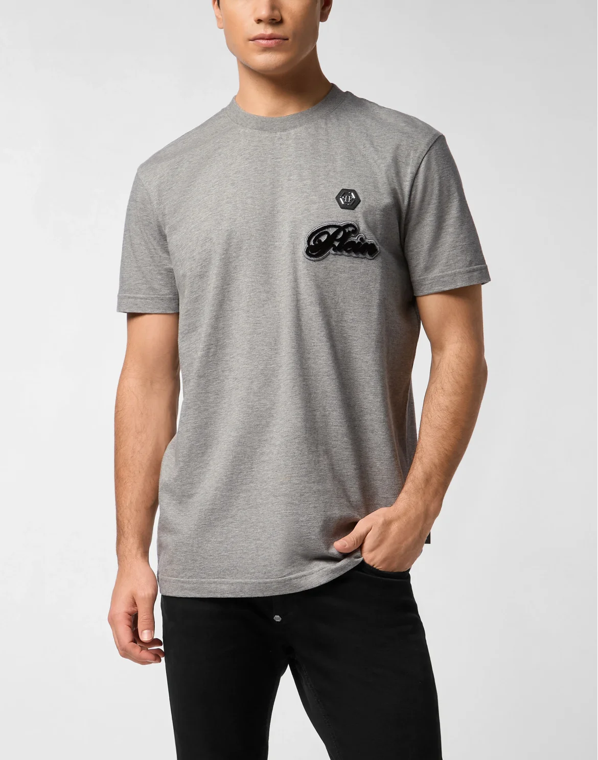 Round Neck T-Shirt Basic Signature, цвет: Серый