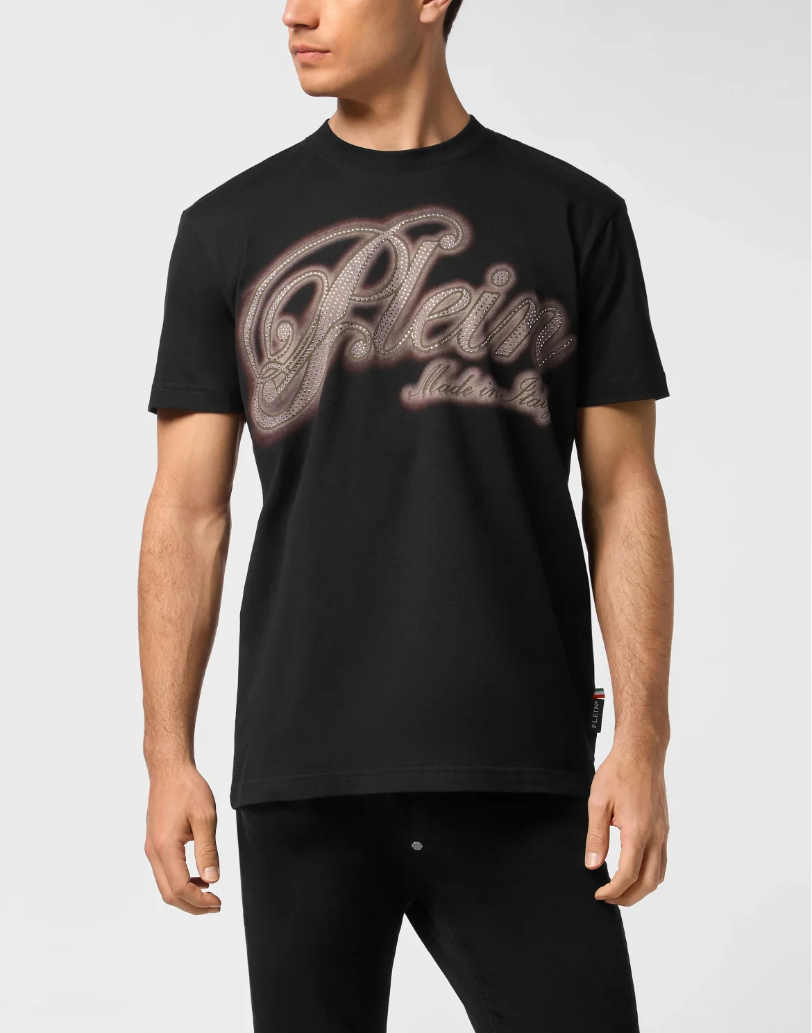 T-Shirt Basic Strass Signature, цвет: Черный