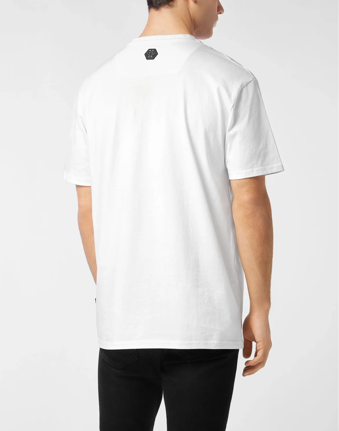 V Neck Heavy Cotton T-Shirt Crystal Skull, цвет: Белый