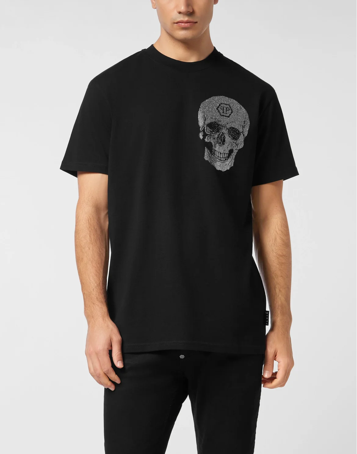 Round Neck Heavy Cotton T-Shirt Crystal Skull, цвет: Черный