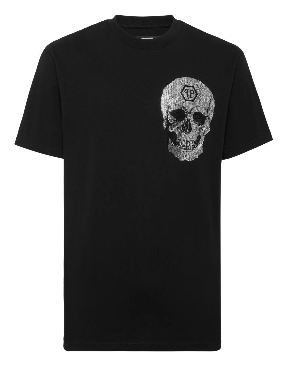 Round Neck Heavy Cotton T-Shirt Crystal Skull, цвет: Черный