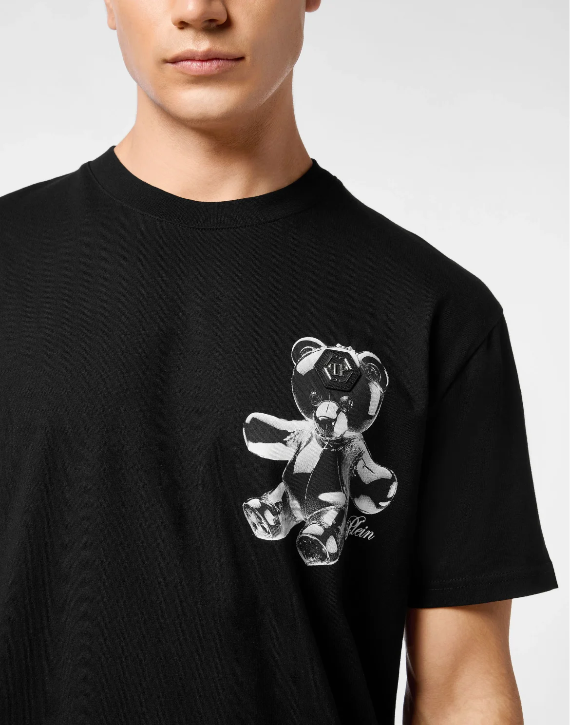 Round Neck T-Shirt Teddy Glass, цвет: Черный