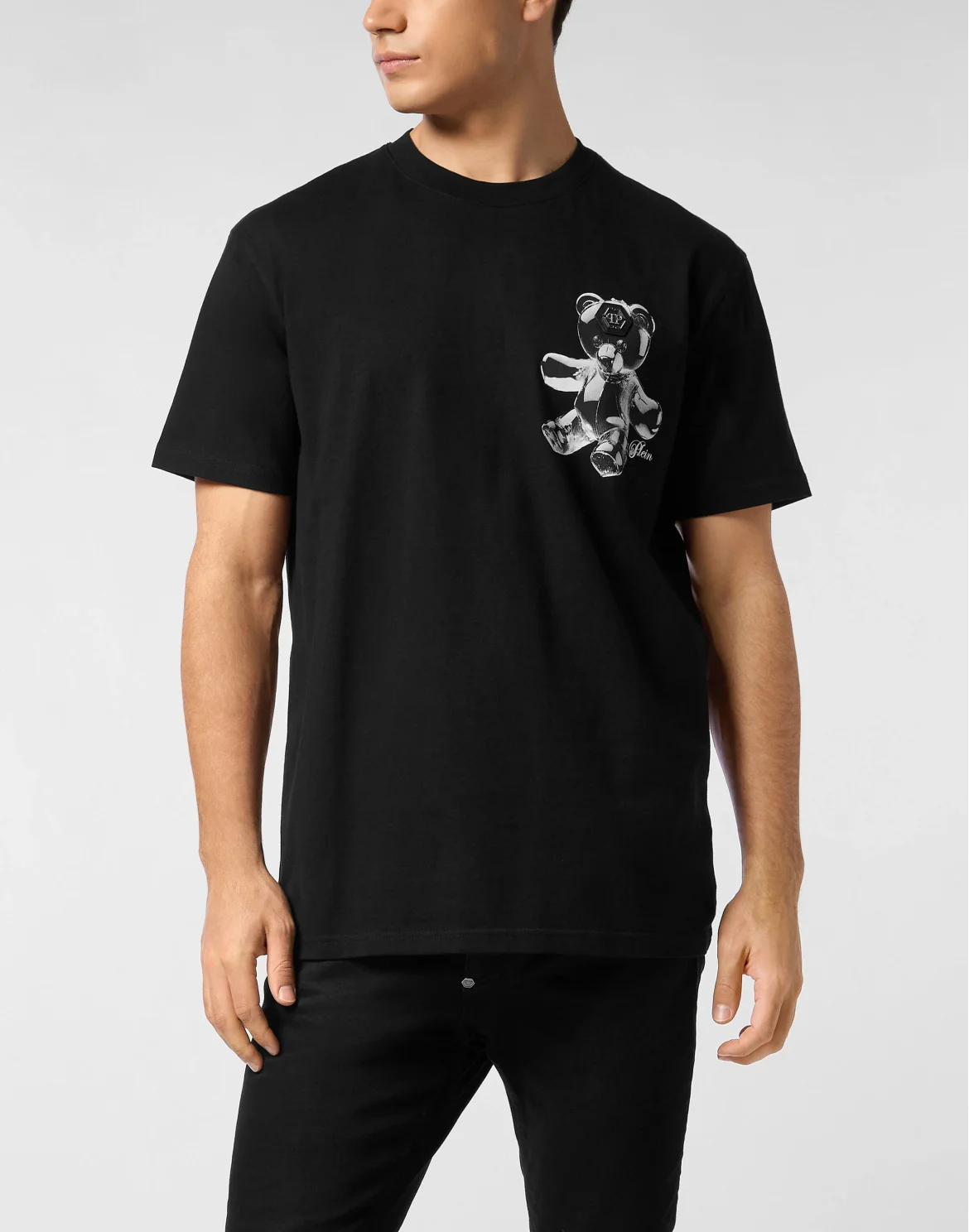 Round Neck T-Shirt Teddy Glass, цвет: Черный