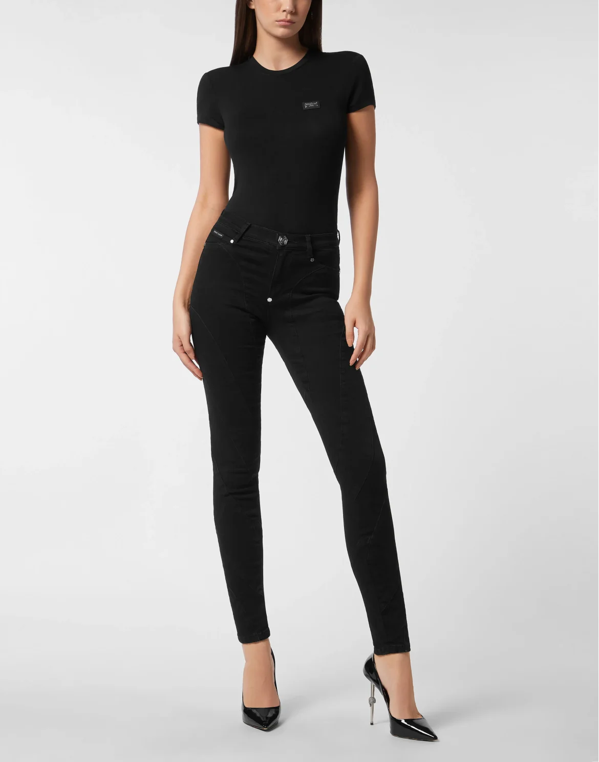 High-Waist Jeggings Multicutting, цвет: Черный