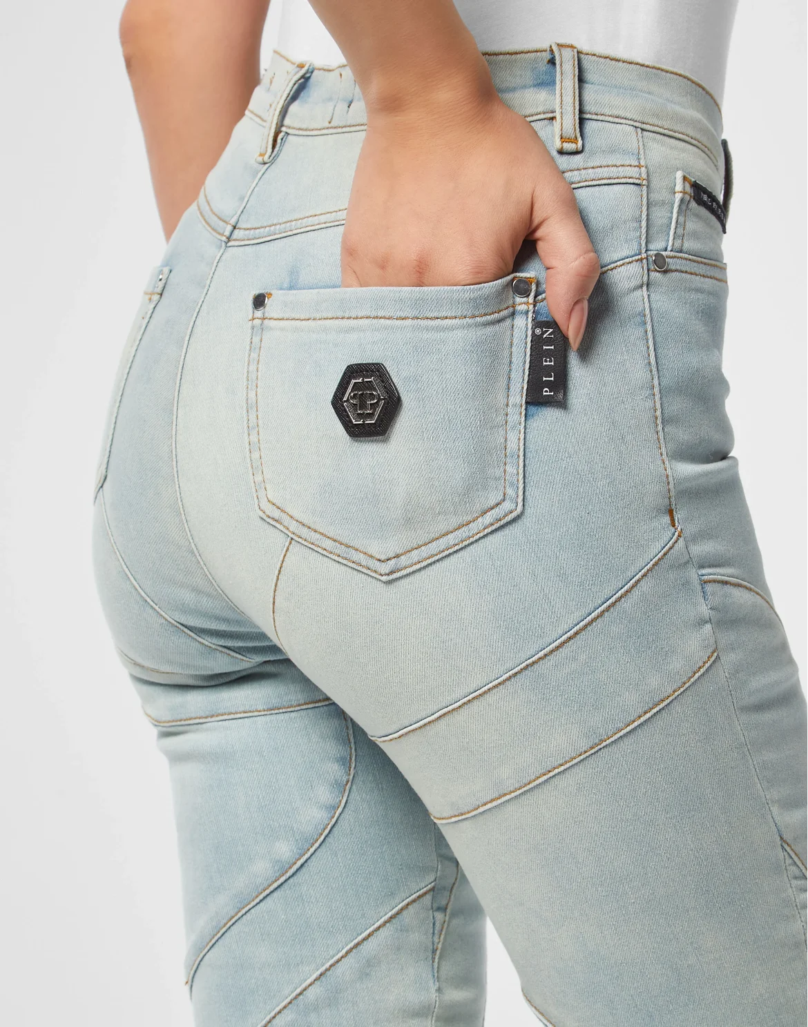 High-Waist Jeggings Multicutting, цвет: Голубой