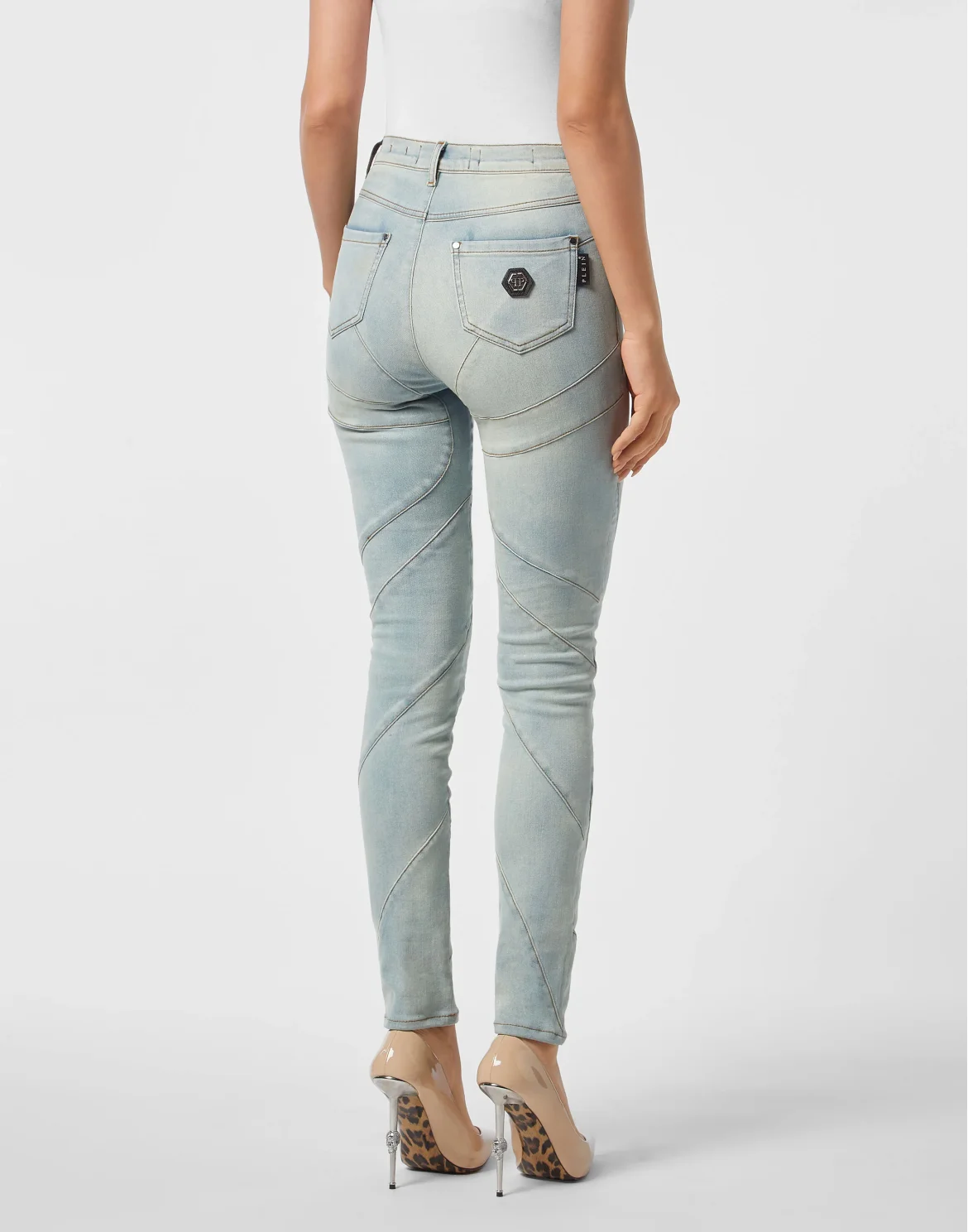 High-Waist Jeggings Multicutting, цвет: Голубой