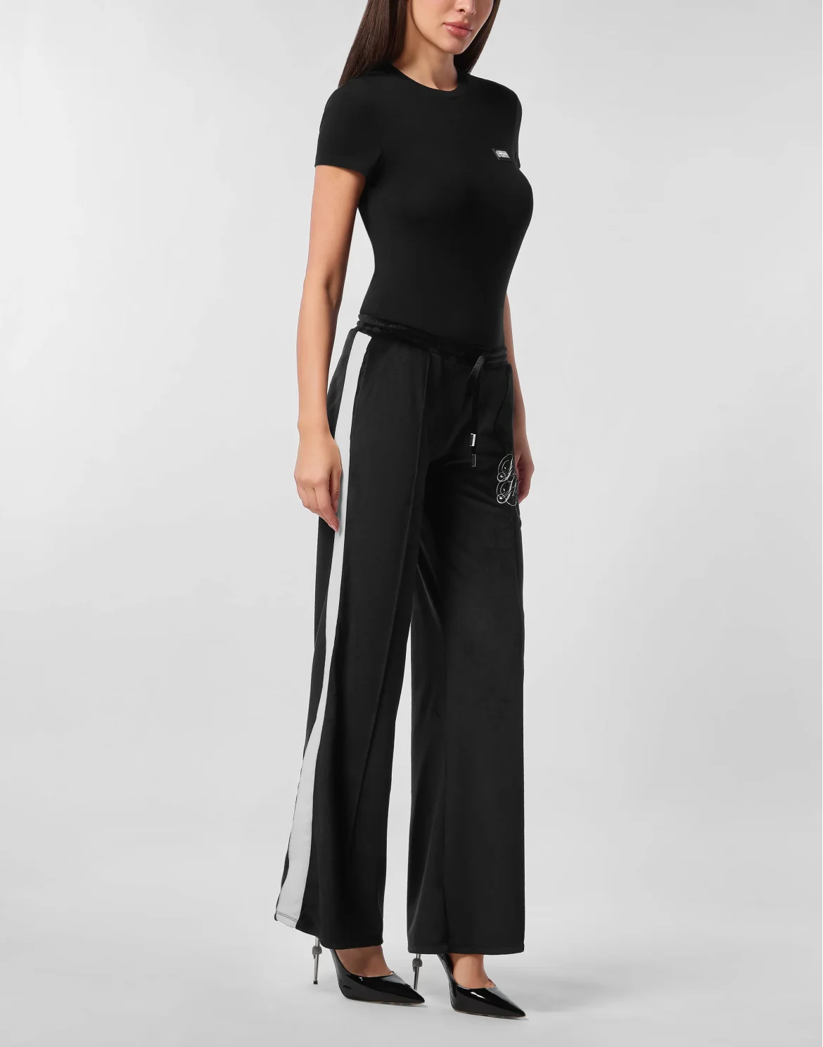 Chenille Straight Tracksuit Trousers Signature, цвет: Черный