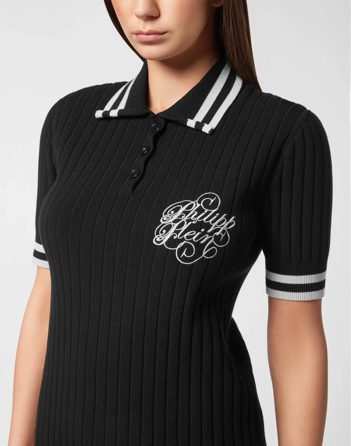 Knit Polo Dress, цвет: Черный