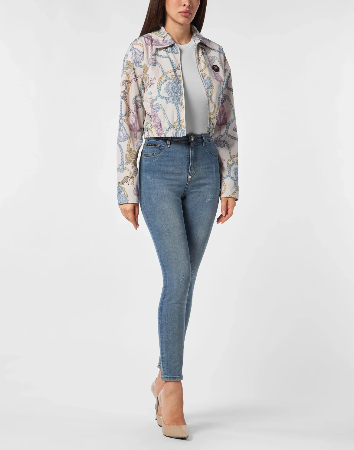 Nylon Cropped Windbreaker Tassels, цвет: Мультиколор