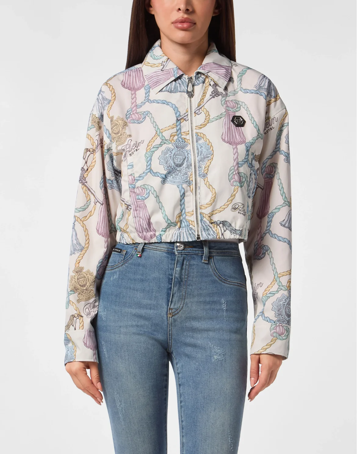 Nylon Cropped Windbreaker Tassels, цвет: Мультиколор